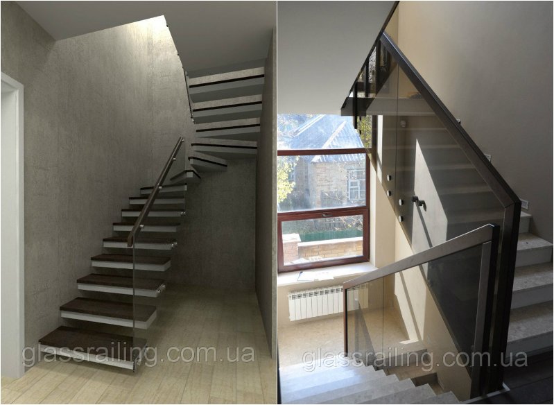 Примеры бетонных лестниц со стеклянными ограждениями от Аспект-Плюс